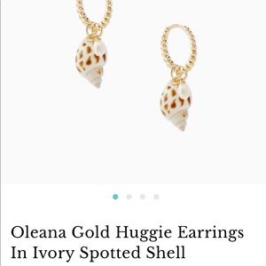 LOOKING FOR Kendra Scott Oleana Gold Huggie Earrings in Ivory Spotted Shell